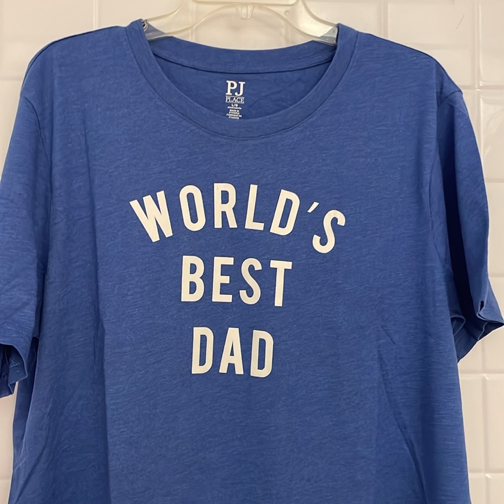 PJ Place, large graphic sleep tee. Blue, rib knit crew neck. Tag-lees label - Picture 5 of 17